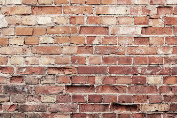 Old red brick wall background texture