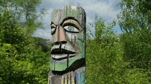 ancient old believer wooden pagan idols, the idols of the Slavs