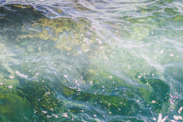 The incredible seascaping view of beach with blue sea in morocco in summer