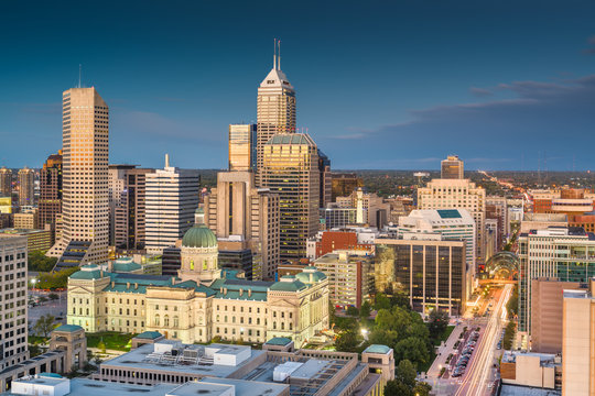 Indianapolis, Indiana, USA downtown skyline at twilight from above © SeanPavonePhoto