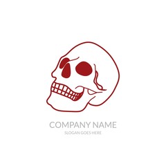 Skull Vector Icon Outline Community Red Business Company Stock Logo Design Template