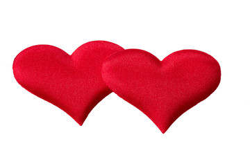 Two hearts on a white background