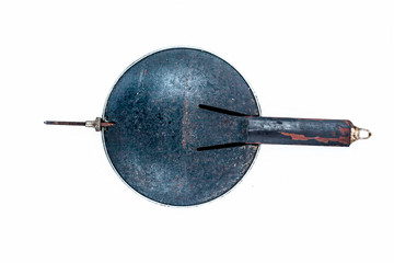 Black colored pendulum isolated on white used in big wall clocks.