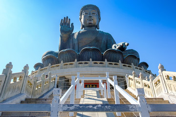 Tian Tan or the Big/ Giant Buddha is a large bronze statue located at Po Lin Monastery in Ngong Ping Lantau Island. landmark and popular for tourist attractions in Hong Kong