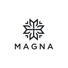 Abstract flower fire logotype. Line flame crown vector logo. - Vector