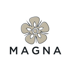 Elegant flower logo icon. Universal creative premium logotype. Abstract line vector sign.