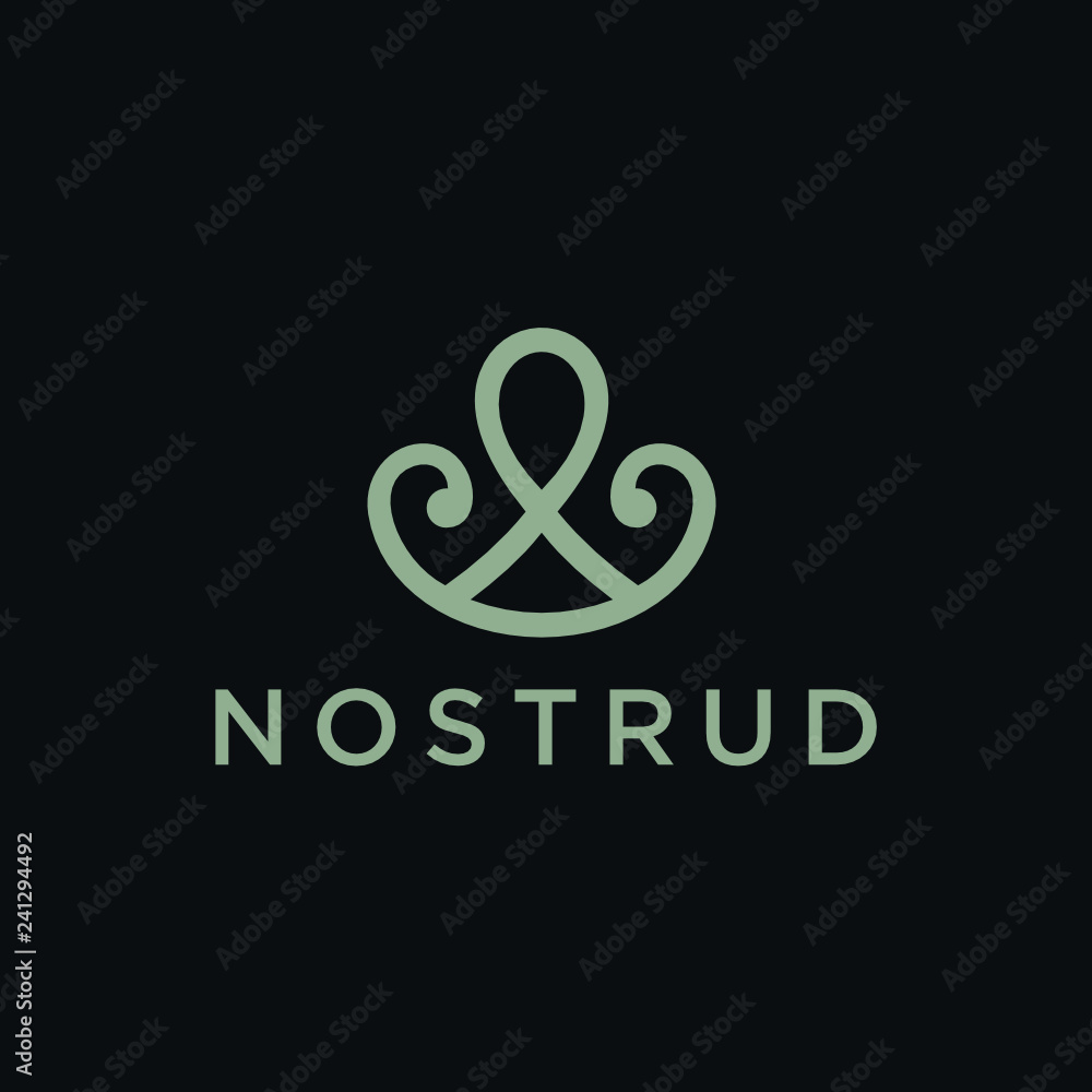 Poster abstract premium linear vector logotype. motion wave flow logo symbol. elegant flower - vector