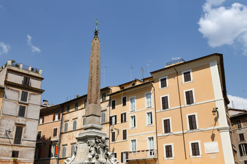 Obelisk in Pantheon Square - Piazza della Rotonda in Rome, Italy