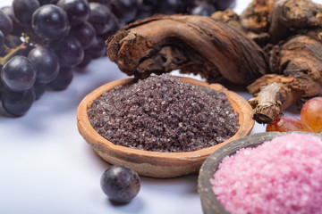 Spa treatment and skin care with Malvasia vulcanic grape aromatic sea salt