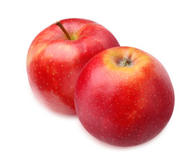 two red apples isolated on white background