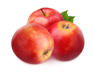  red apples isolated on white background.