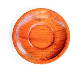 Wood plate isolated on white background