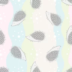 Tuinposter funny hedgehog seamless pattern on colorful background © Aleks Che