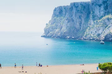 Poster Het ongelooflijke zeezicht op het strand met blauwe zee in Marokko in de zomer © LovPhotography
