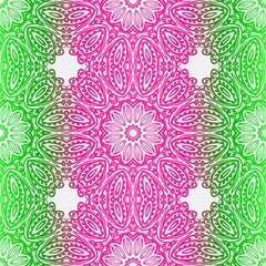 Floral Seamless Pattern With Hand-Drawing Ornament. Illustration. Design For Prints, Textile, Decor, Fabric. Vector Pattern. Neon Color