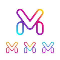 Abstract Letter M Line Monogram Colorful loops logotype, Circle shape, swirl spiral infinity logo symbol, Technology and digital connection