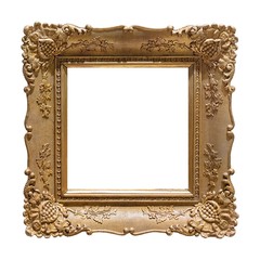 Golden frame for paintings, mirrors or photo isolated on white background