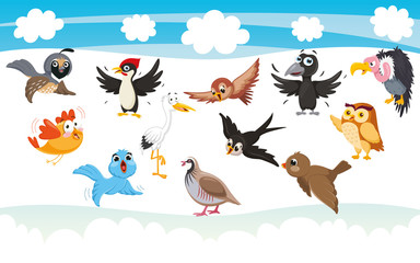 Vector Illustration Of Cartoon Birds