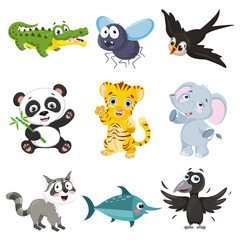 Fototapeta premium Vector Illustration Of Cartoon Animals Collection