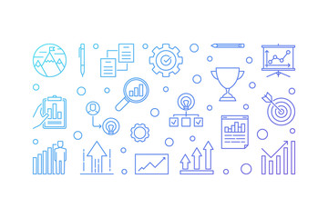 Growth Company horizontal vector modern illustration in outline style on white background