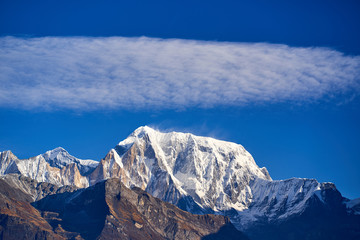 Fototapeta premium Annapurna South Peak and pass in the Himalaya mountains, Annapurna region, Nepal