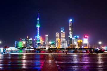 Obraz premium Architektura Shanghai Lujiazui i miejski krajobraz nocny