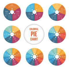 Templates for Area pie chart for 3,4,5,6,7,8,9,10 positions.