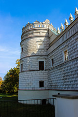 Fototapeta premium Krasiczyn, Poland - October 11, 2013: - beautiful renaissance palace in Poland. The castle has belonged to several noble Polish families. Has richly sculpted portals, loggias, arcades