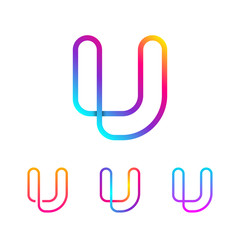 Obraz premium Abstract Letter U Line Monogram Colorful loops logotype, Circle shape, swirl spiral infinity logo symbol, Technology and digital connection