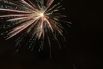 Amazing and beautiful fireworks on dark background