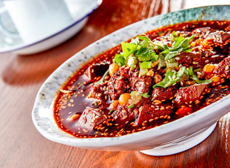 Chinese Sichuan cuisine spicy duck blood