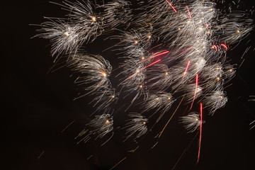 Amazing and beautiful fireworks on dark background