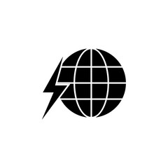 world, global, lightning icon on white background. Can be used for web, logo, mobile app, UI, UX