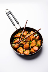 Schezwan Idli or manchurian Idly, tasty indo-chinese recipe. selective focus