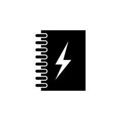 notebook, energy, lightning icon on white background. Can be used for web, logo, mobile app, UI, UX
