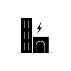 city, building, lightning icon on white background. Can be used for web, logo, mobile app, UI, UX
