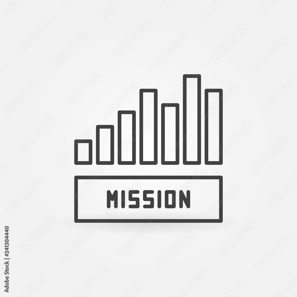 Poster mission bar chart vector concept icon or symbol in thin line style