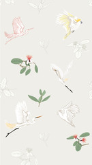 Pattern, background with with feijoa flowers © Elen  Lane