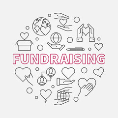 Fundraising circular vector simple linear round illustration