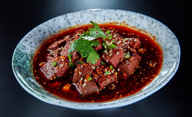Chinese Sichuan cuisine spicy duck blood