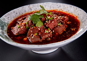 Chinese Sichuan cuisine spicy duck blood
