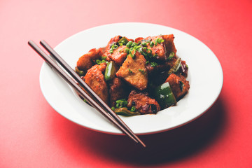 Schezwan Idli or manchurian Idly, tasty indo-chinese recipe. selective focus