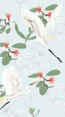 Pattern, background with with feijoa flowers