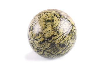 green serpentine sphere isolated on white background