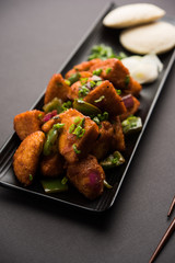 Schezwan Idli or manchurian Idly, tasty indo-chinese recipe. selective focus