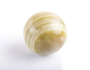 green onyx sphere isolated on white background