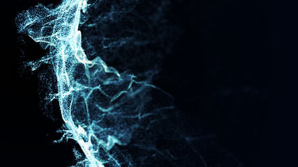 Abstract water splash.Big data. Cyber or technology background. Neon flare. 3D rendering.