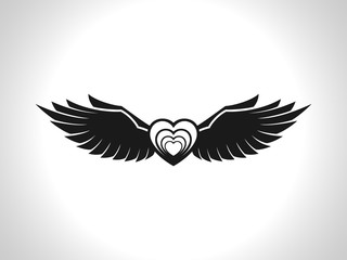 Flying Heart Vector Image icon and symbol
