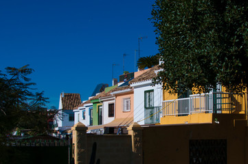 colorful houses and blue sky