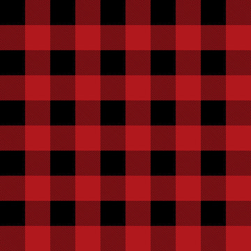 Lumberjack textile, black decorative pictures and red background